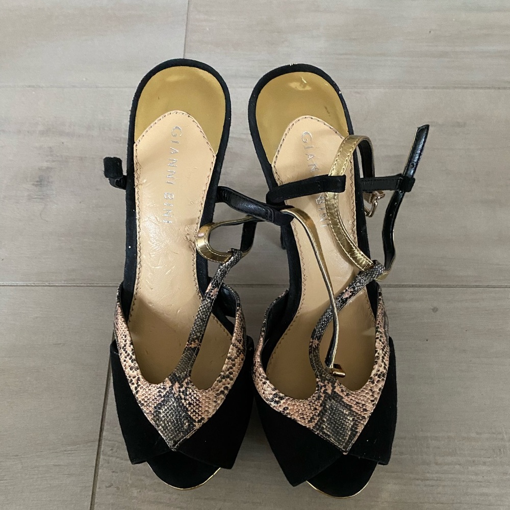 Black suede and snake skin